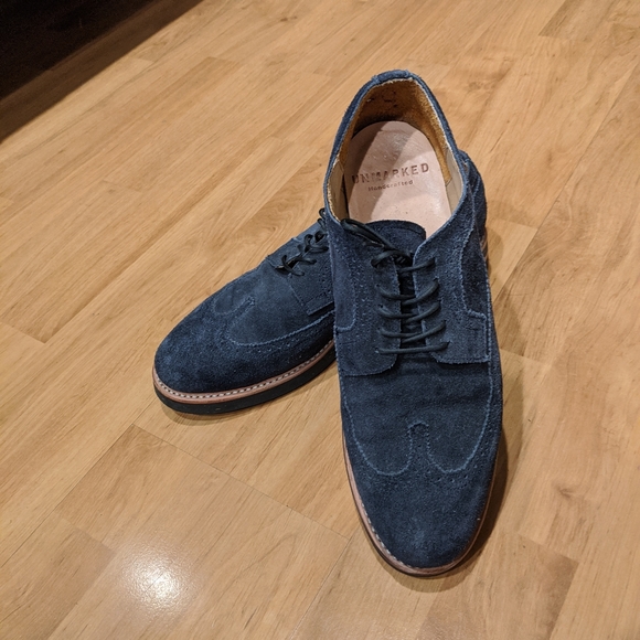Unmarked blue suede wingtip derby with black cork - Picture 3 of 4